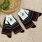 جوراب زنانه ساقدار رنگین کمونی راه راه ریز